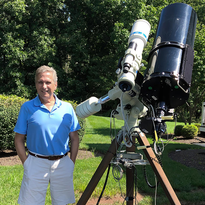 Standing on my driveway next to my two of my telescopes